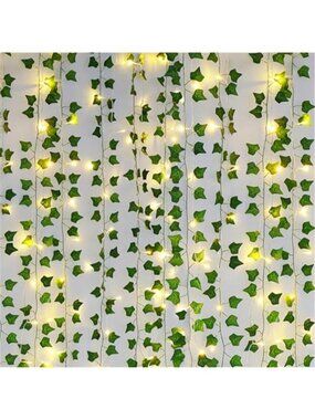 Artificial Ivy Garland Vine String Lights LED Faux Hanging Plant Wall Decor Set